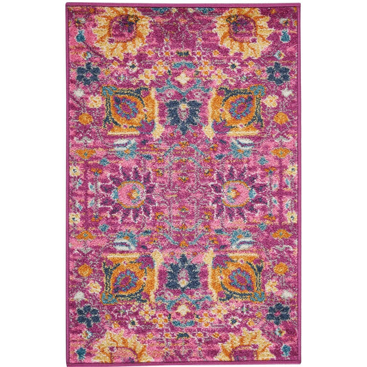 Nourison Passion Fuchsia 1'10" x 2'10" Area -Rug, Boho, Moroccan, Bed Room, Living Room, Dining Room, Kitchen, Easy -Cleaning, Non Shedding, (2' x 3')