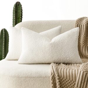 Foindtower Pack of 2 Textured Boucle Throw Pillow Covers